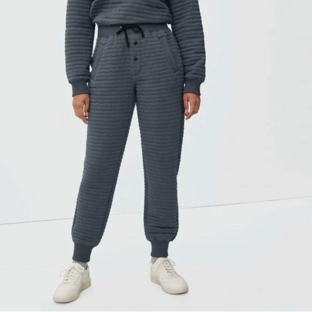Everlane Quilted Jogger Pants - Slate Gray/Blue